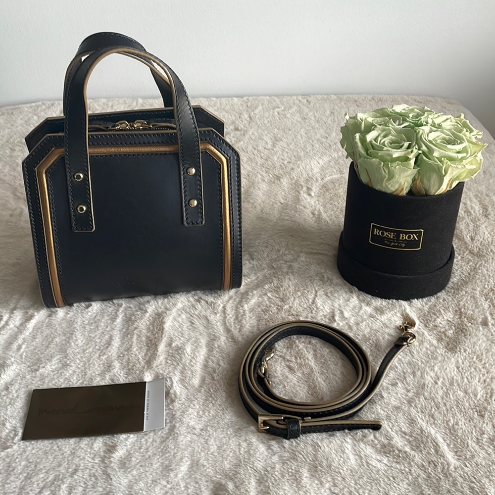 Maria Lamanna Black Luxury Leather made in Italy handbag new without tags.